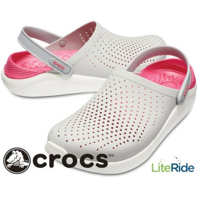 Crocs LiteRide Clogs Pearl White and Rose Red Crocs LiteRide Clogs Pearl White and Rose Red