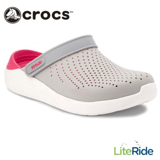 Crocs LiteRide Clogs Pearl White and Rose Red Crocs LiteRide Clogs Pearl White and Rose Red