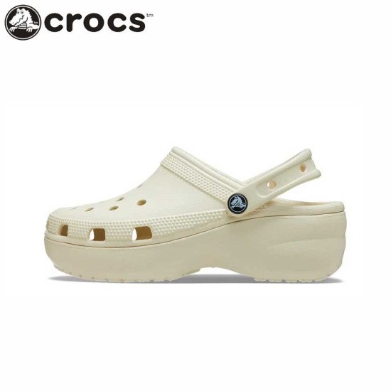 Women's Crocs Classic Platform Clog Roomy Fit Bone Women's Crocs Classic Platform Clog Roomy Fit Bone