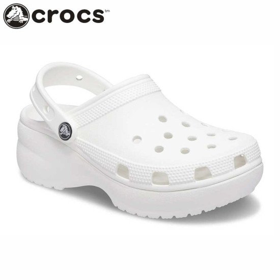 Women's Crocs Classic Platform Clog Roomy Fit White Women's Crocs Classic Platform Clog Roomy Fit White