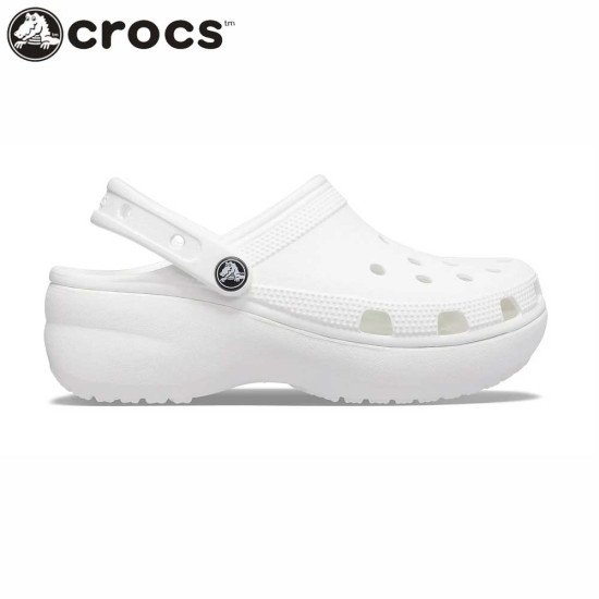 Women's Crocs Classic Platform Clog Roomy Fit White Women's Crocs Classic Platform Clog Roomy Fit White