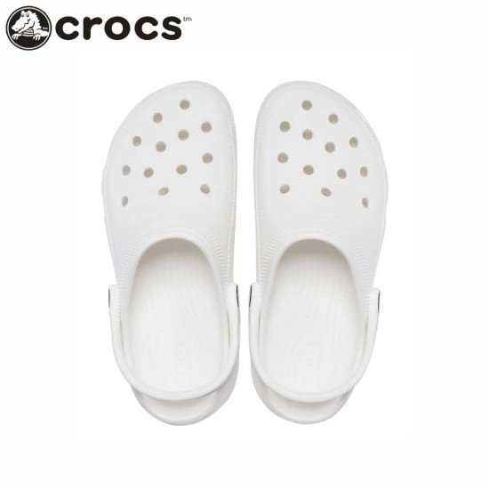 Women's Crocs Classic Platform Clog Roomy Fit White Women's Crocs Classic Platform Clog Roomy Fit White