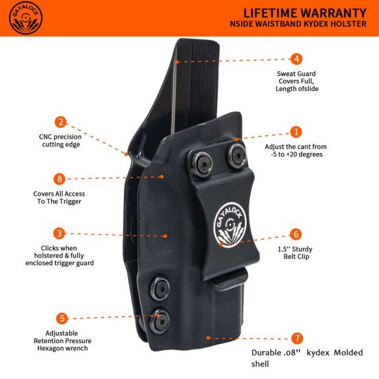 Gayalock IWB Kydex Black Holster Fits Glock 43/43X/43MOS/48/48MOS Gayalock IWB Kydex Black Holster Fits Glock 43/43X/43MOS/48/48MOS