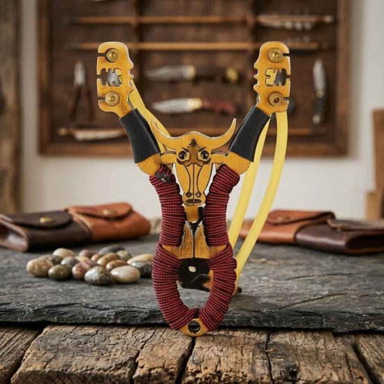 Bull Design Metal Stainless Steel Slingshot Bull Design Metal Stainless Steel Slingshot
