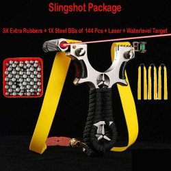 Slingshot Hunting with 3 Extra Rubber and 1 Steel BBs Box with Laser Slingshot Hunting with 3 Extra Rubber and 1 Steel BBs Box with Laser