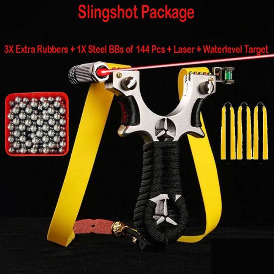 Slingshot Hunting with 3 Extra Rubber and 1 Steel BBs Box with Laser Slingshot Hunting with 3 Extra Rubber and 1 Steel BBs Box with Laser