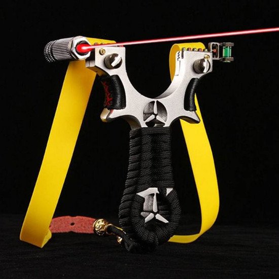 Slingshot of Resin Flat Rubber Band Hunting Shooting Catapult with Laser