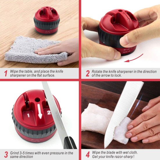 Knife Sharpener with Non-Slip Suction Cup, Hand-Free 2-Stage Professional Kitchen Knife Sharpener Knife Sharpener with Non-Slip Suction Cup, Hand-Free 2-Stage Professional Kitchen Knife Sharpener