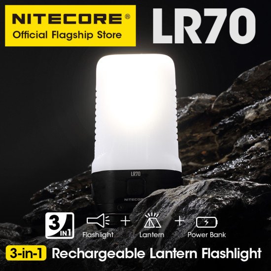NITECORE 3-in-1 LR70 Camping Lantern USB-C Rechargeable Flashlight NITECORE 3-in-1 LR70 Camping Lantern USB-C Rechargeable Flashlight