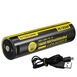 NITECORE NL1836R 3600mAh High Performance Built-in type-C Charging Port - 18650 NITECORE NL1836R 3600mAh High Performance Built-in type-C Charging Port - 18650