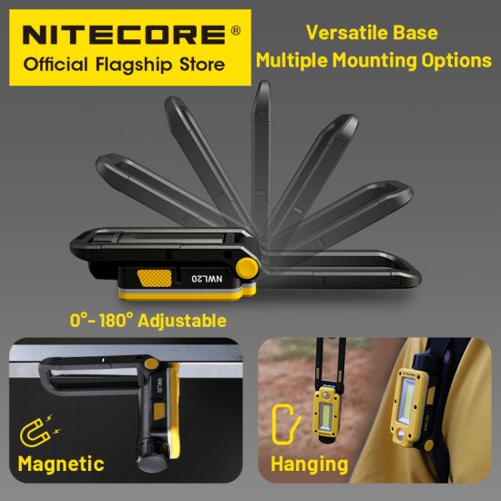 NITECORE NWL20 USB-C Rechargeable Work Light 180° Adjustable Multifunctional NITECORE NWL20 USB-C Rechargeable Work Light 180° Adjustable Multifunctional