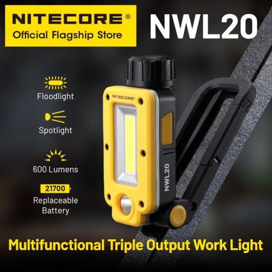 NITECORE NWL20 USB-C Rechargeable Work Light 180° Adjustable Multifunctional NITECORE NWL20 USB-C Rechargeable Work Light 180° Adjustable Multifunctional