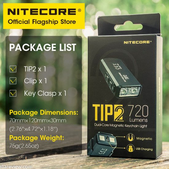 NITECORE TIP2 Flashlight Mini Keychain Light Dual-Core Magnetic NITECORE TIP2 Flashlight Mini Keychain Light Dual-Core Magnetic