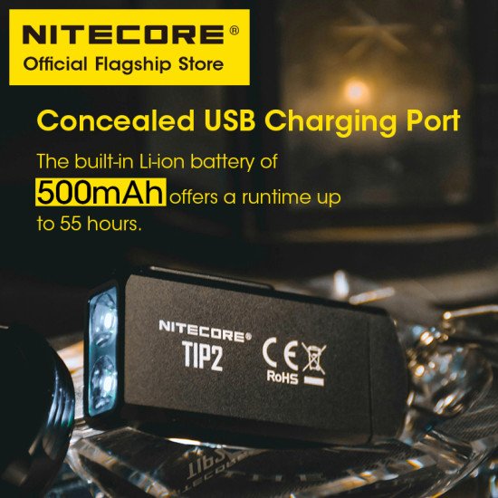 NITECORE TIP2 Flashlight Mini Keychain Light Dual-Core Magnetic NITECORE TIP2 Flashlight Mini Keychain Light Dual-Core Magnetic