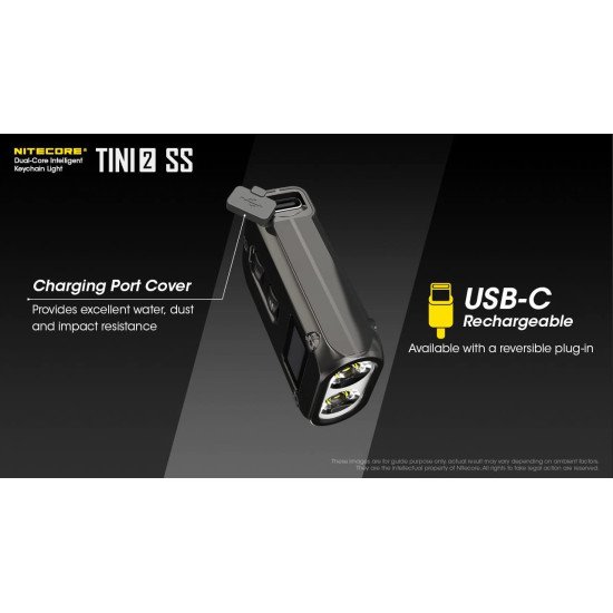Nitecore TINI2 SS Keychain Flashlight, 500 Lumen USB-C Rechargeable Fast Charging with Digital Display (Stainless Steel) Nitecore TINI2 SS Keychain Flashlight, 500 Lumen USB-C Rechargeable Fast Charging with Digital Display (Stainless Steel)