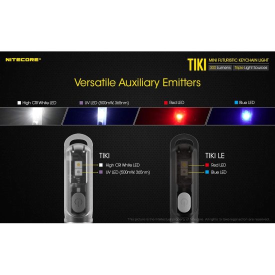 Nitecore Tiki Keychain Flashlight with UV High CRI Lights, 300 Lumens USB Rechargeable Nitecore Tiki Keychain Flashlight with UV High CRI Lights, 300 Lumens USB Rechargeable