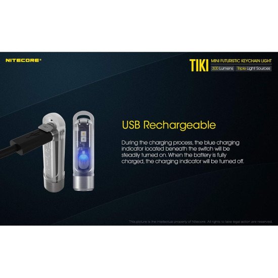 Nitecore Tiki Keychain Flashlight with UV High CRI Lights, 300 Lumens USB Rechargeable Nitecore Tiki Keychain Flashlight with UV High CRI Lights, 300 Lumens USB Rechargeable
