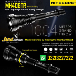 NITECORE MH40GTR Rechargeable Flashlight with 2X 18650 Batteries 1200 Lumen Ultra Long Range 1004M Hunting Search Torch Tactical NITECORE MH40GTR Rechargeable Flashlight with 2X 18650 Batteries 1200 Lumen Ultra Long Range 1004M Hunting Search Torch Tactical
