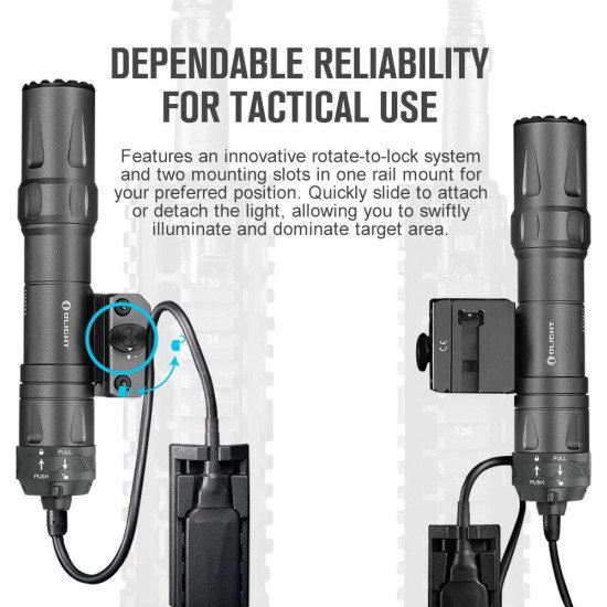 OLIGHT Odin 2000 Lumens Picatinny Rail Mounted Rechargeable Tactical Flashlight