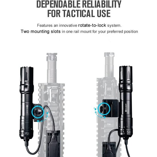 OLIGHT Odin 2000 Lumens Picatinny Rail Mounted Rechargeable Tactical Flashlight