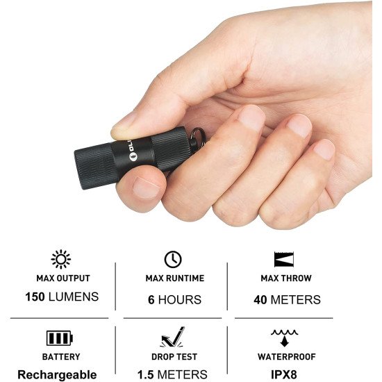 OLIGHT i1R 2 EOS 150 Lumens Tiny Rechargeable Keychain Flashlight EDC Desert Tan