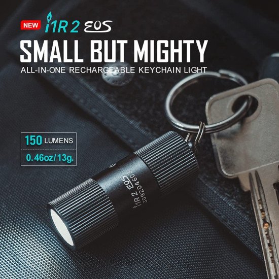 OLIGHT i1R 2 EOS 150 Lumens Tiny Rechargeable Keychain Flashlight EDC Desert Tan