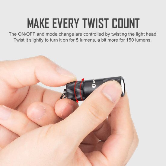 OLIGHT i1R 2 EOS 150 Lumens Tiny Rechargeable Keychain Flashlight EDC Desert Tan