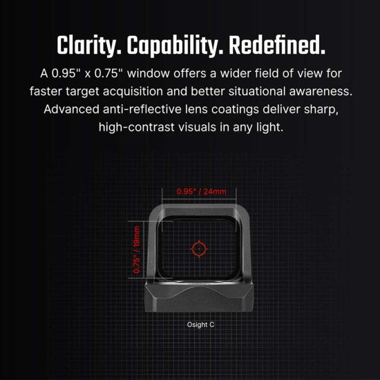 Osight C 3 MOA Dot & 32 MOA Circle Multi-Reticle System Red Dot Sight with Large Window and Side-Loading Battery