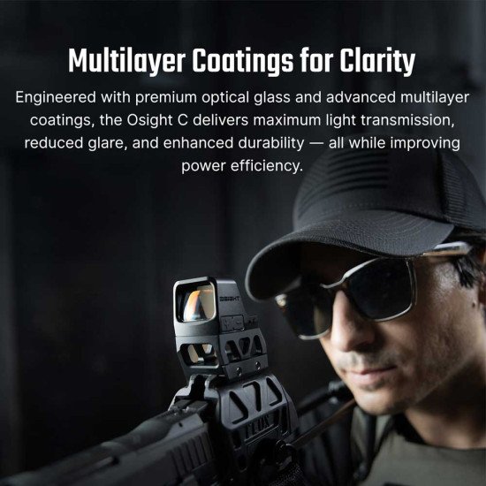 Osight C 3 MOA Dot & 32 MOA Circle Multi-Reticle System Red Dot Sight with Large Window and Side-Loading Battery