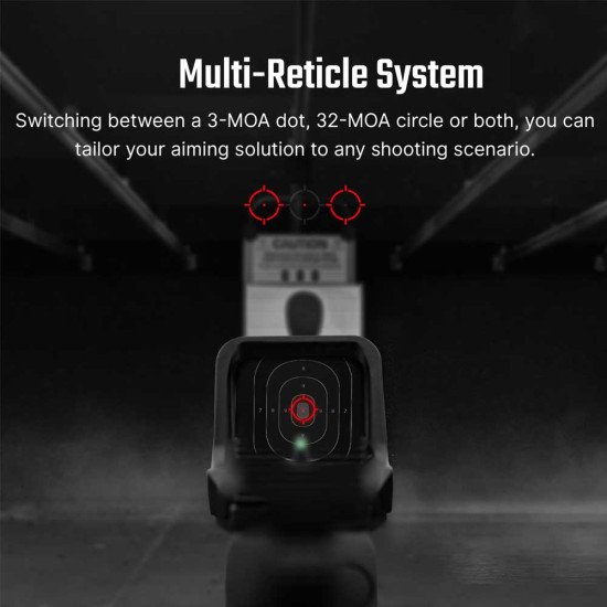 Osight C 3 MOA Dot & 32 MOA Circle Multi-Reticle System Red Dot Sight with Large Window and Side-Loading Battery