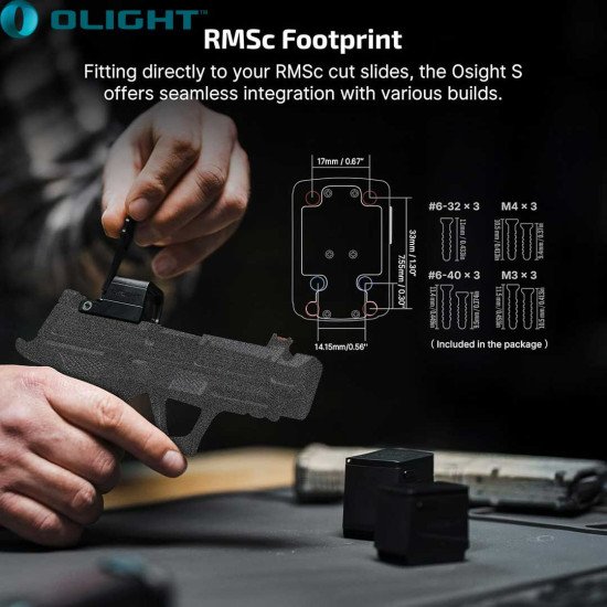 OLIGHT Osight S Multi-Reticle Micro Enclosed Sight with Charging Cover, 2 MOA Dot & 32 MOA Circle for RMSc Footprint OLIGHT Osight S Multi-Reticle Micro Enclosed Sight with Charging Cover, 2 MOA Dot & 32 MOA Circle for RMSc Footprint