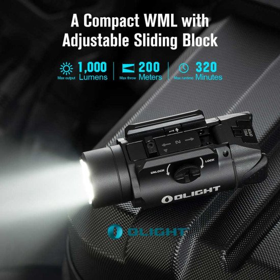 OLIGHT PL-3S Valkyrie 1000 Lumens Compact Weaponlight Rail-Mounted Tactical Light LED with Rail Locating Keys for 1913 Picatinny