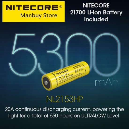 NITECORE MH12 Pro 3300 Lumens Rechargeable Compact Flashlight 505 Meter Tactical Torch UHi40 LED Beam 5300mAh 21700 Battery