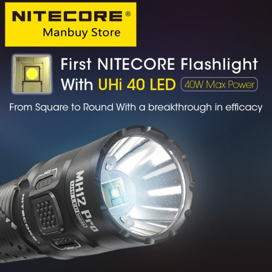NITECORE MH12 Pro 3300 Lumens Rechargeable Compact Flashlight 505 Meter Tactical Torch UHi40 LED Beam 5300mAh 21700 Battery