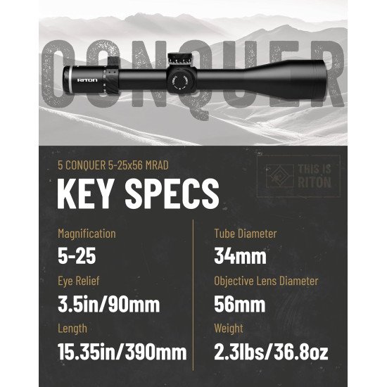 Riton Optics Series 5 Conquer 5-25x56 Riflescope FFP HD Glass Illuminated