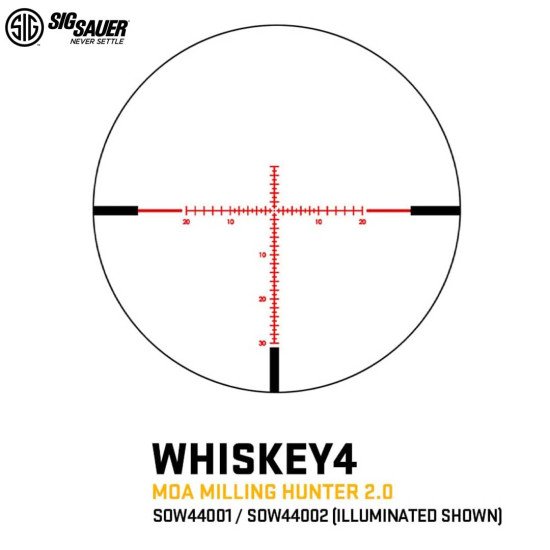 SIG SAUER WHISKEY4 4-16X44MM EXPOSED ZERO STOP, ILLUMINATED FFP SIG SAUER WHISKEY4 4-16X44MM EXPOSED ZERO STOP, ILLUMINATED FFP