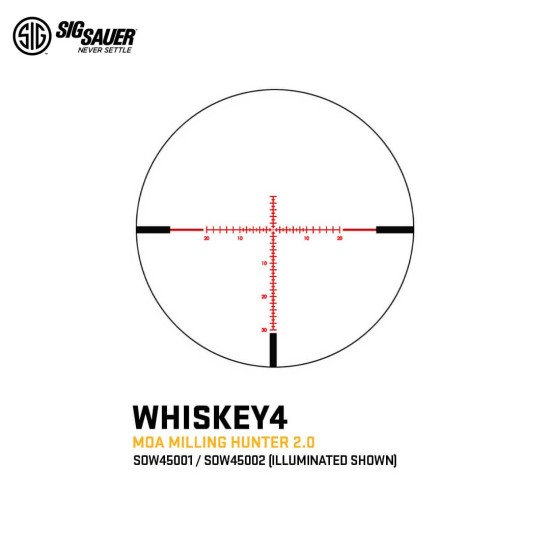 SIG SAUER WHISKEY4 5-20X50MM EXPOSED ZERO STOP ILLUMINATED FFP