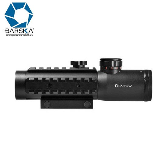Barska 4x30 Electro Sight Multi-Rail Riflescope Illuminated Red/Green Mil-Dot Reticle, Integrated Picatinny Mount Barska 4x30 Electro Sight Multi-Rail Riflescope Illuminated Red/Green Mil-Dot Reticle, Integrated Picatinny Mount