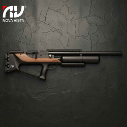 NOVA VISTA ACUTAC BULLPUP PCP AIR RIFLE CARBON FIBER BOTTLE A2-B Cal 22 - Black/Wood