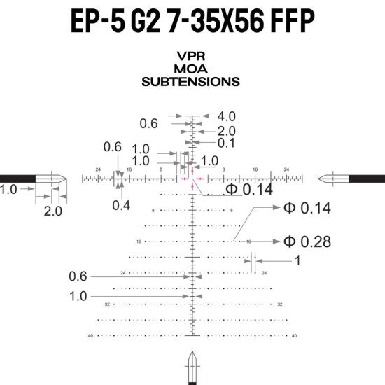 Arken Optics EP5 GEN2 7-35X56 RifleScope FFP VPR MOA Illuminated Reticle with Zero Stop 34mm Tube Arken Optics EP5 GEN2 7-35X56 RifleScope FFP VPR MOA Illuminated Reticle with Zero Stop 34mm Tube
