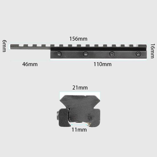 ohhunt® Extension 11mm Dovetail to Picatinny Rail Adapter Convert Mount with Stop Pin - 14 Slots ohhunt® Extension 11mm Dovetail to Picatinny Rail Adapter Convert Mount with Stop Pin - 14 Slots