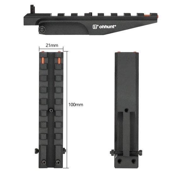 ohhunt AK 47/74 and Saiga Rear Sight Rail Mount with Fiber Optic for Red Dot Sight