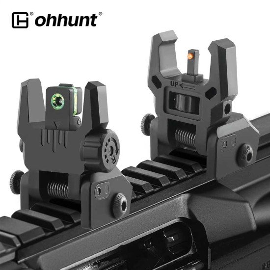 Ohhunt® Green Red Dot Flip Up Sights Fiber Optics Polymer Front Rear Back Up Sight Ohhunt® Green Red Dot Flip Up Sights Fiber Optics Polymer Front Rear Back Up Sight