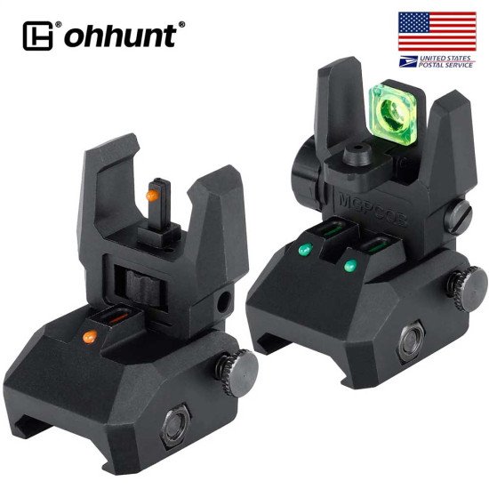 Ohhunt® Green Red Dot Flip Up Sights Fiber Optics Polymer Front Rear Back Up Sight Ohhunt® Green Red Dot Flip Up Sights Fiber Optics Polymer Front Rear Back Up Sight
