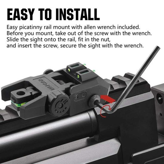 Ohhunt® Green Red Dot Flip Up Sights Fiber Optics Polymer Front Rear Back Up Sight Ohhunt® Green Red Dot Flip Up Sights Fiber Optics Polymer Front Rear Back Up Sight