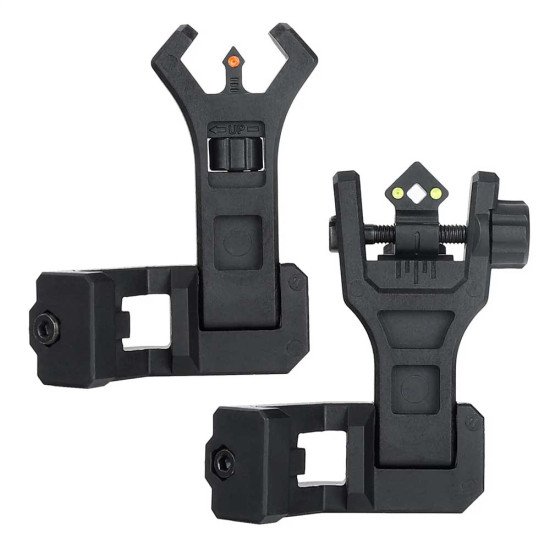 Ohhunt hhunt 45 Degree Offset Flip Up Front and Backup Rear Sight with Green Red Fiber Optic Dot