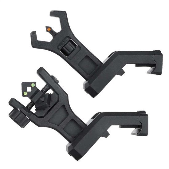Ohhunt hhunt 45 Degree Offset Flip Up Front and Backup Rear Sight with Green Red Fiber Optic Dot