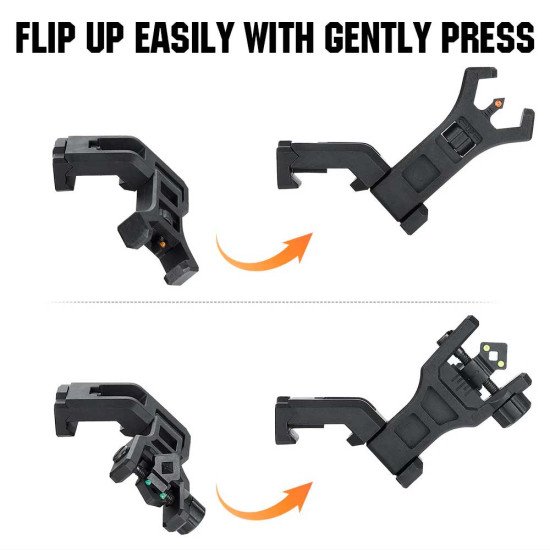 Ohhunt hhunt 45 Degree Offset Flip Up Front and Backup Rear Sight with Green Red Fiber Optic Dot