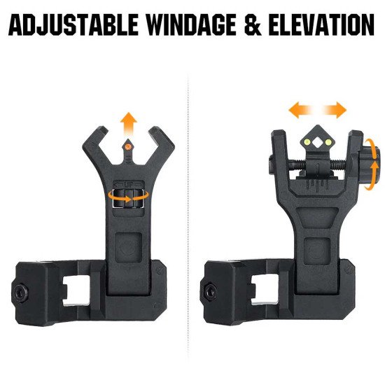 Ohhunt hhunt 45 Degree Offset Flip Up Front and Backup Rear Sight with Green Red Fiber Optic Dot