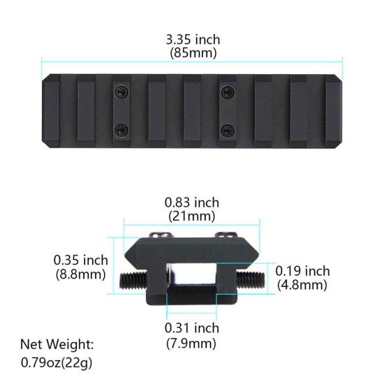Ohhunt Ventilated Shotgun Rib Mount Picatinny Rail - 3.35 inch 8 Slot Ohhunt Ventilated Shotgun Rib Mount Picatinny Rail - 3.35 inch 8 Slot